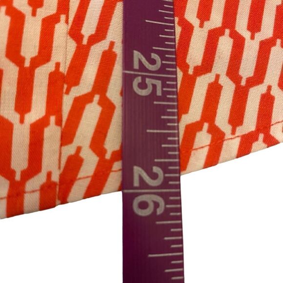 Talbots Coral and White Geometric Print Fitted Button Down Top Size 12 - Picture 14 of 14